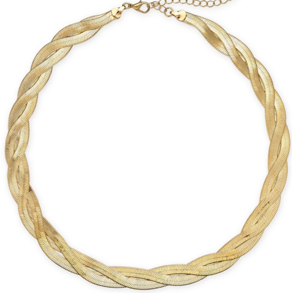 Alfani Braided Herringbone Chain Collar Necklace